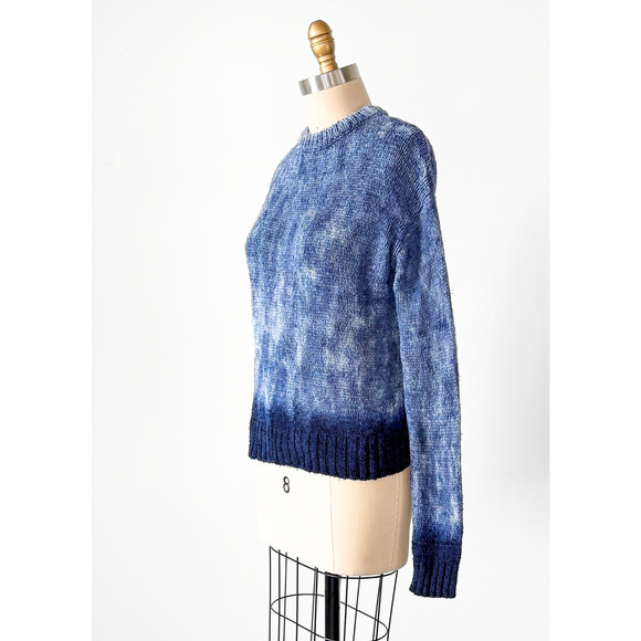 Altuzarra Blue Navy Hand Dyed 100% Silk Ribbon Knit Ombré Top - Picture 10 of 15